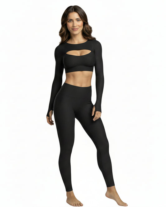 טופ חלון + טייץ + חולצת שרוול ארוך