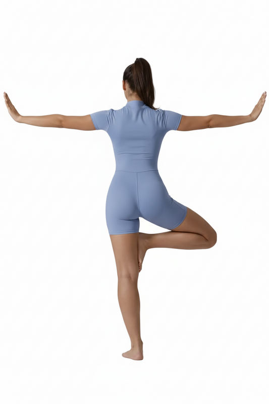 אוברול יוגה סגור קצר עם רוכסן