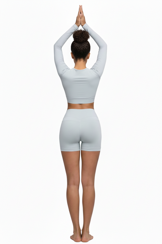 טופ ספורט ארוך חלון + טייץ קצר מחטב