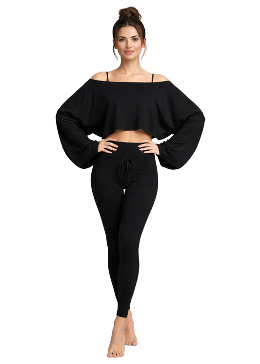 טופ יוגה שרוול ארוך עם כתף אחת