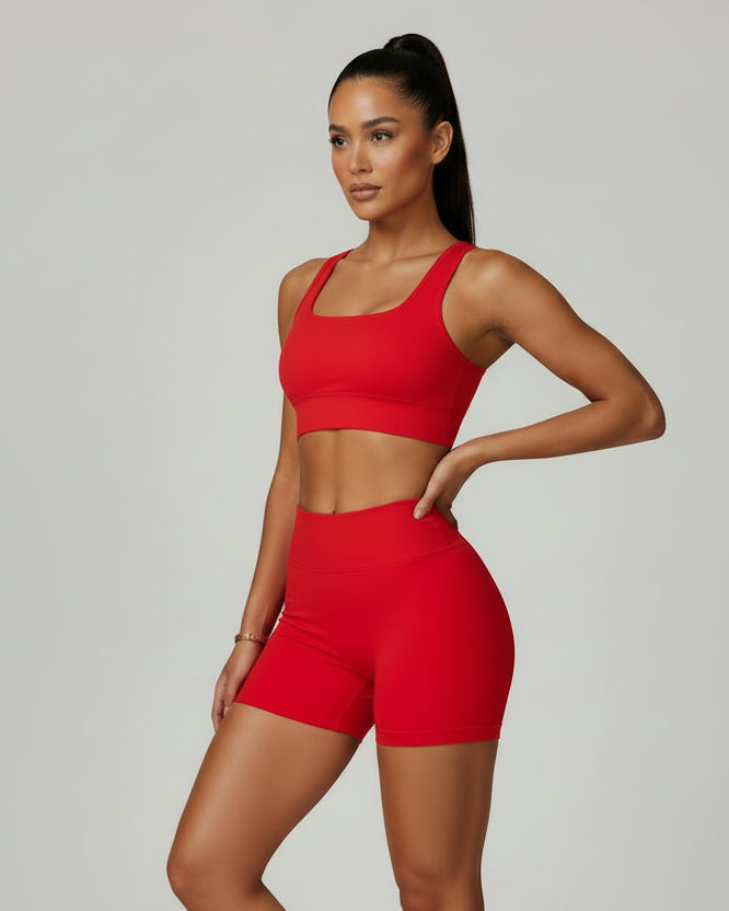 High-Waisted Scrunch Shorts — detail view | NIMORA activewear