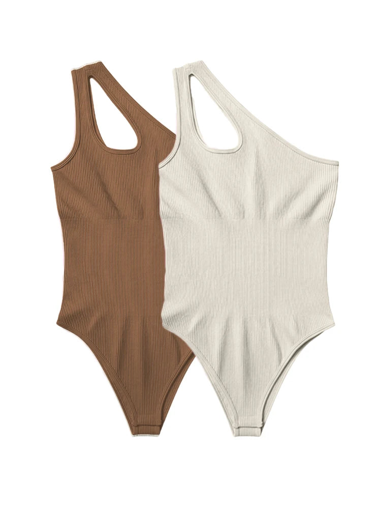 בגד גוף יוגה מחטב עם כתף אחת