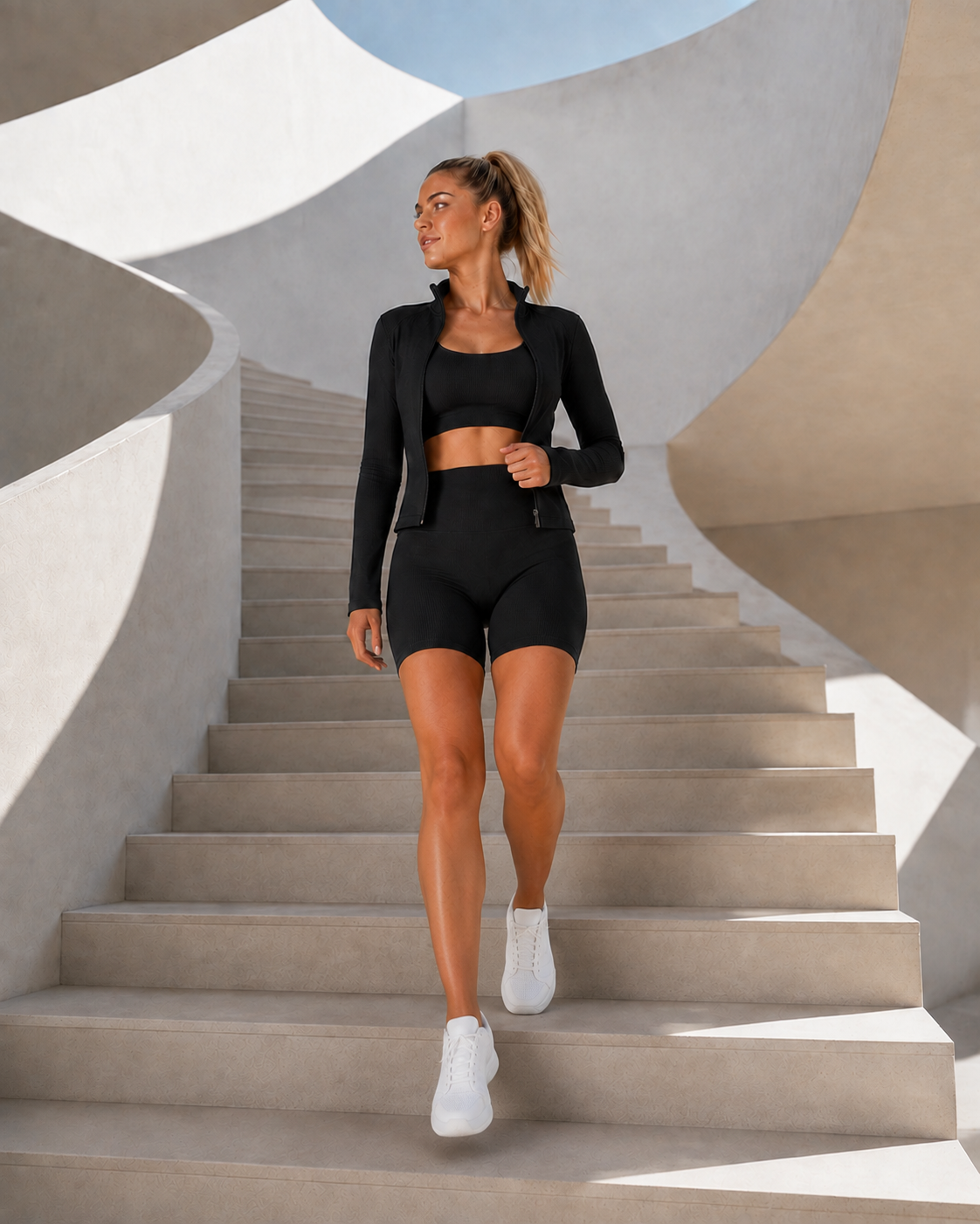 NIMORA Sculpt Family - ribbed tonal activewear in four colours