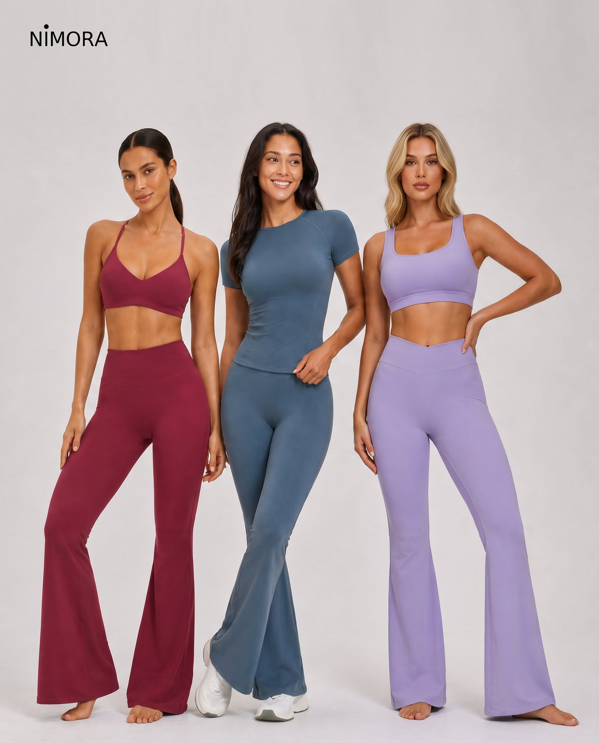 NIMORA Contour Family - matching brushed activewear sets in five colours