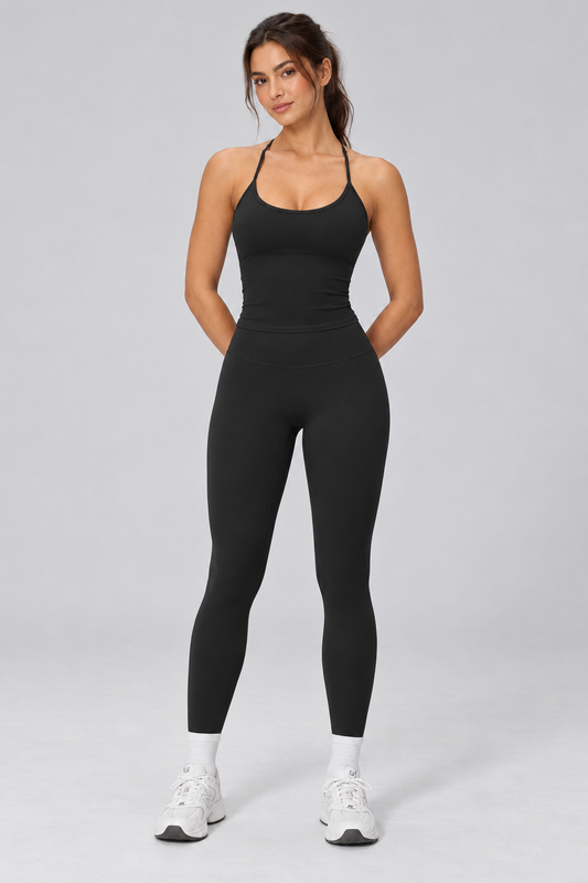 Brushed Cami Tank - women's brushed cami workout tank in Black | NIMORA
