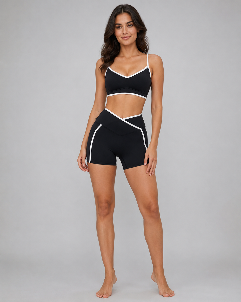 Contrast Cross-Waist Shorts