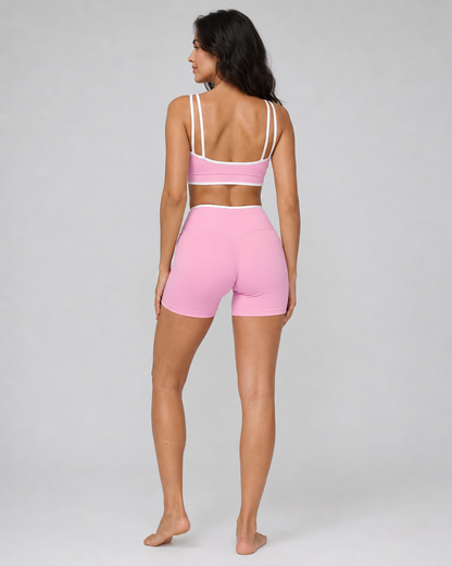 Contrast Cross-Waist Shorts