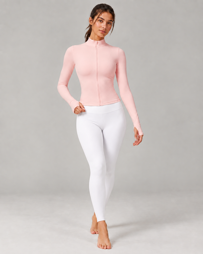 Sculpt Zip Long-Sleeve Top - women's full-zip long-sleeve training top, styled look 1 | NIMORA