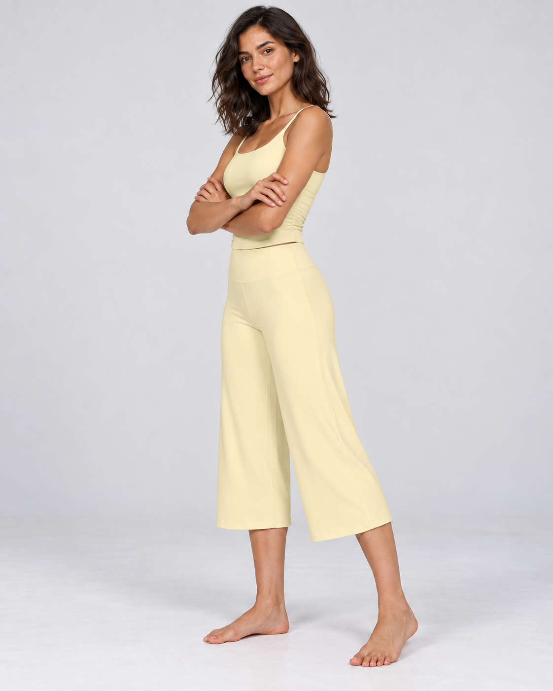 Cloud Soft Wide-Leg Crops - women's cloud-soft wide-leg cropped pants in Yellow | NIMORA