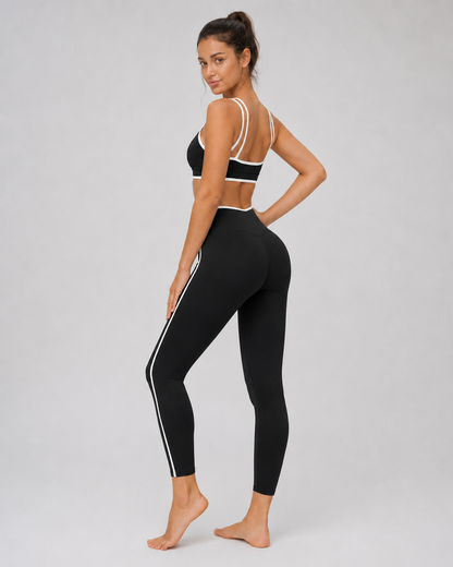 Contrast Cross-Waist Leggings
