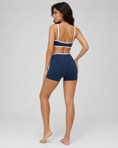 Contrast Cross-Waist Shorts