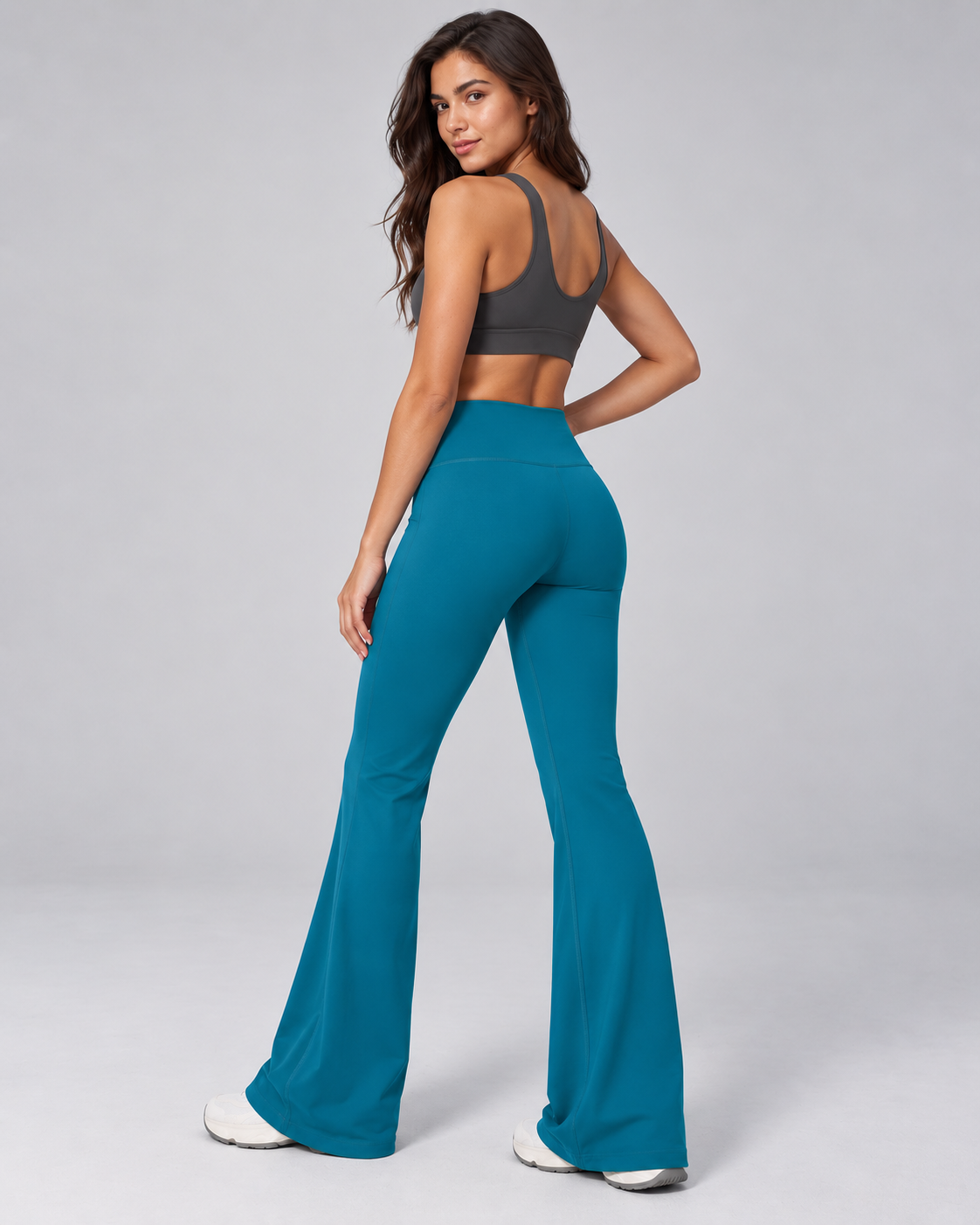 Brushed Flare Pants - women's brushed high-waisted flare pants, styled look 3 | NIMORA