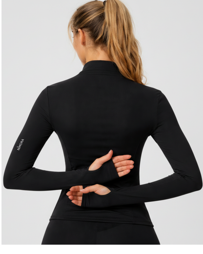 Full-Zip Long Sleeve Sports Top — worn look | NIMORA activewear