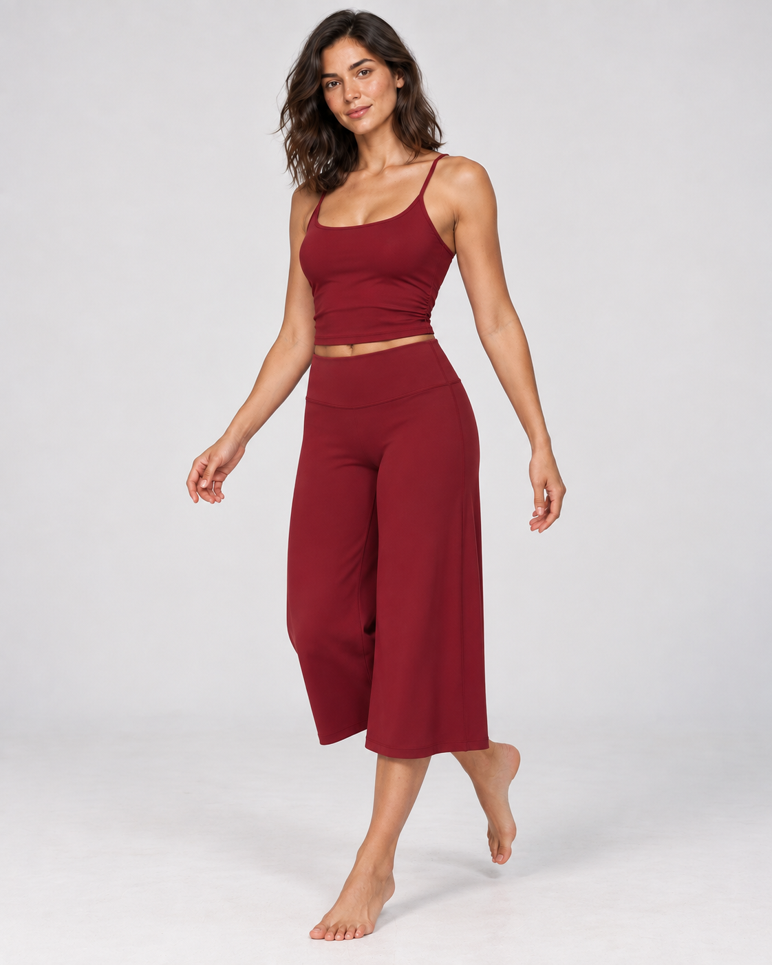 Cloud Soft Wide-Leg Crops - women's cloud-soft wide-leg cropped pants in Cherry Red | NIMORA