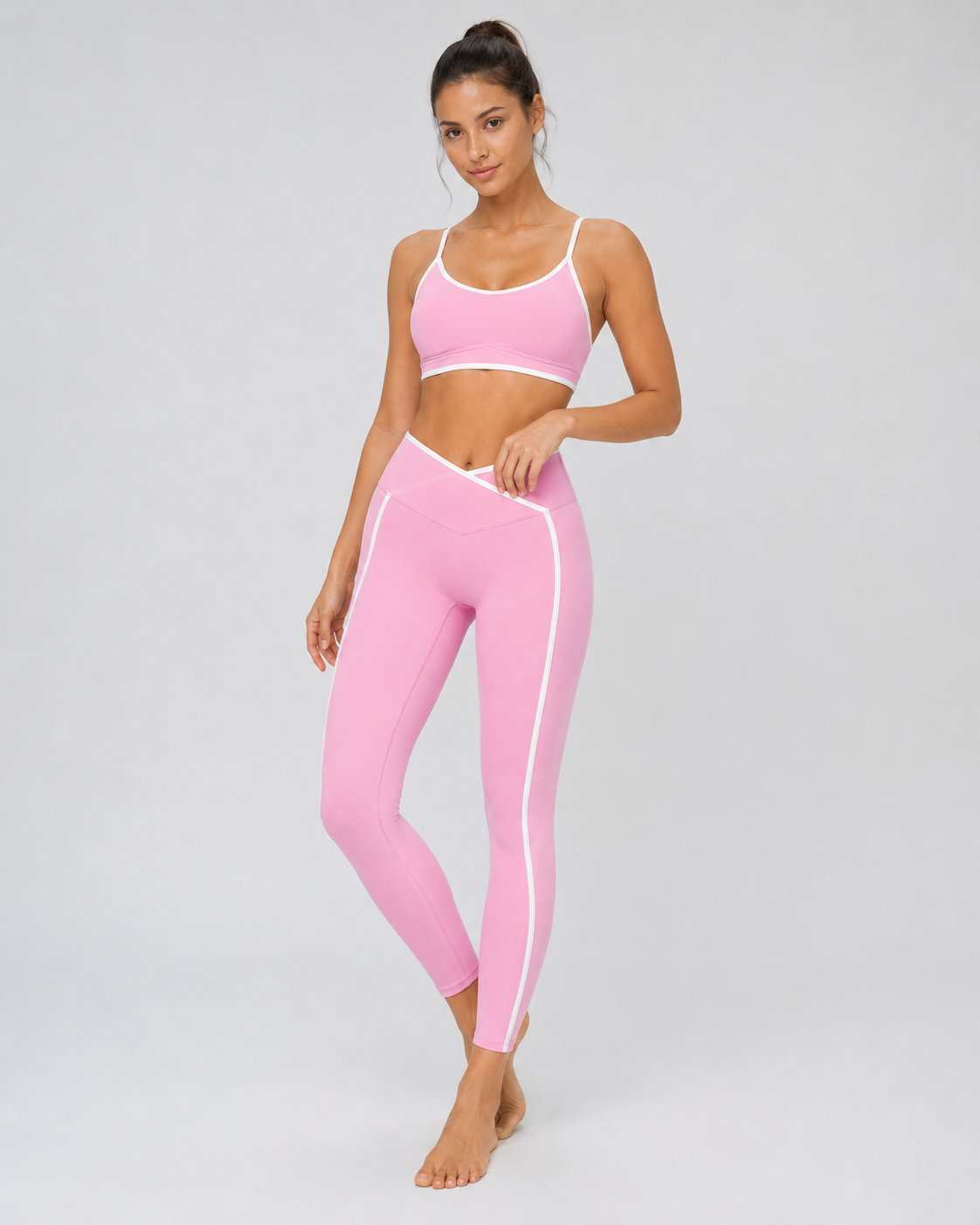 Contrast Cross-Waist Leggings