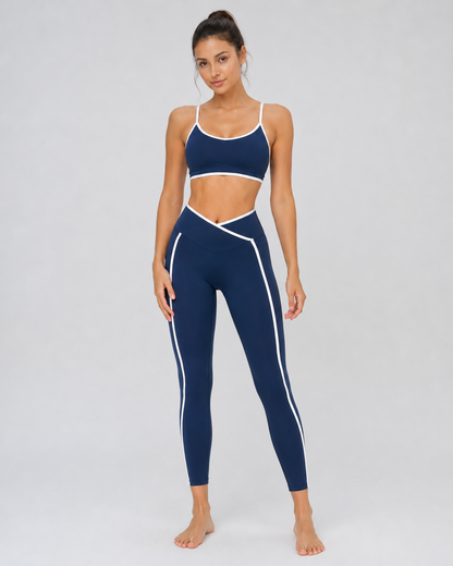 Contrast Cross-Waist Leggings
