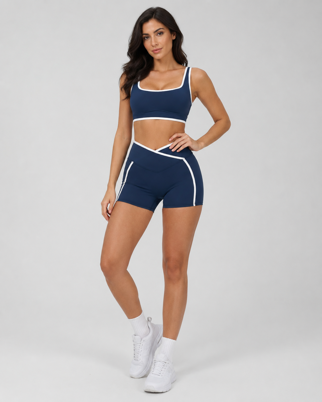 Contrast Square-Neck Sports Bra