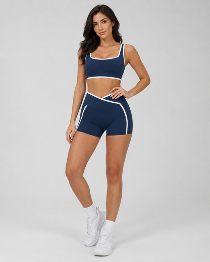 Contrast Square-Neck Sports Bra