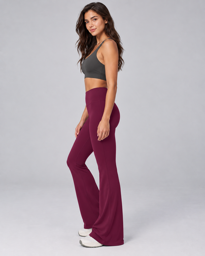 Brushed Flare Pants - women's brushed high-waisted flare pants, styled look 4 | NIMORA