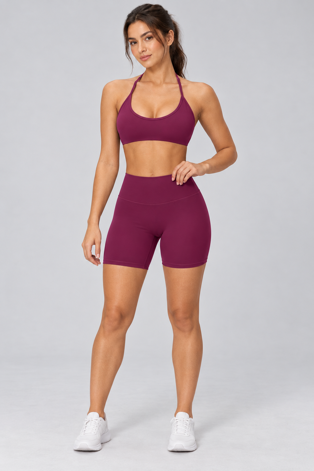 Brushed Bike Shorts - women's brushed high-waisted bike shorts in Garnet | NIMORA