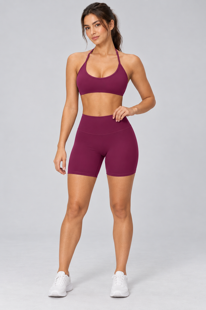 Brushed Bike Shorts - women's brushed high-waisted bike shorts in Garnet | NIMORA