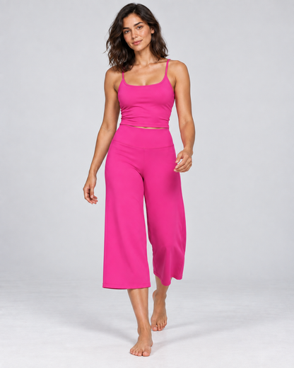 Cloud Soft Wide-Leg Crops - women's cloud-soft wide-leg cropped pants in Pink | NIMORA