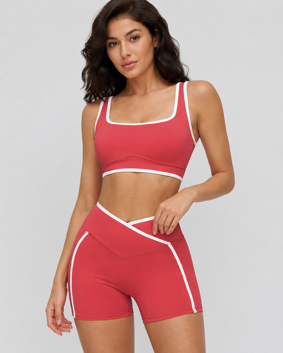 Contrast Square-Neck Sports Bra