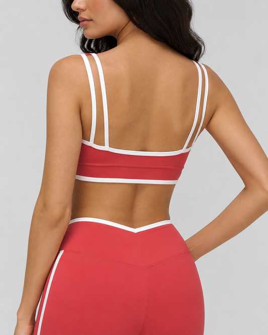 Contrast Square-Neck Sports Bra