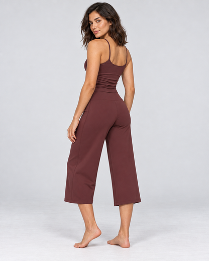 Cloud Soft Wide-Leg Crops - women's cloud-soft wide-leg cropped pants in Wine Red | NIMORA