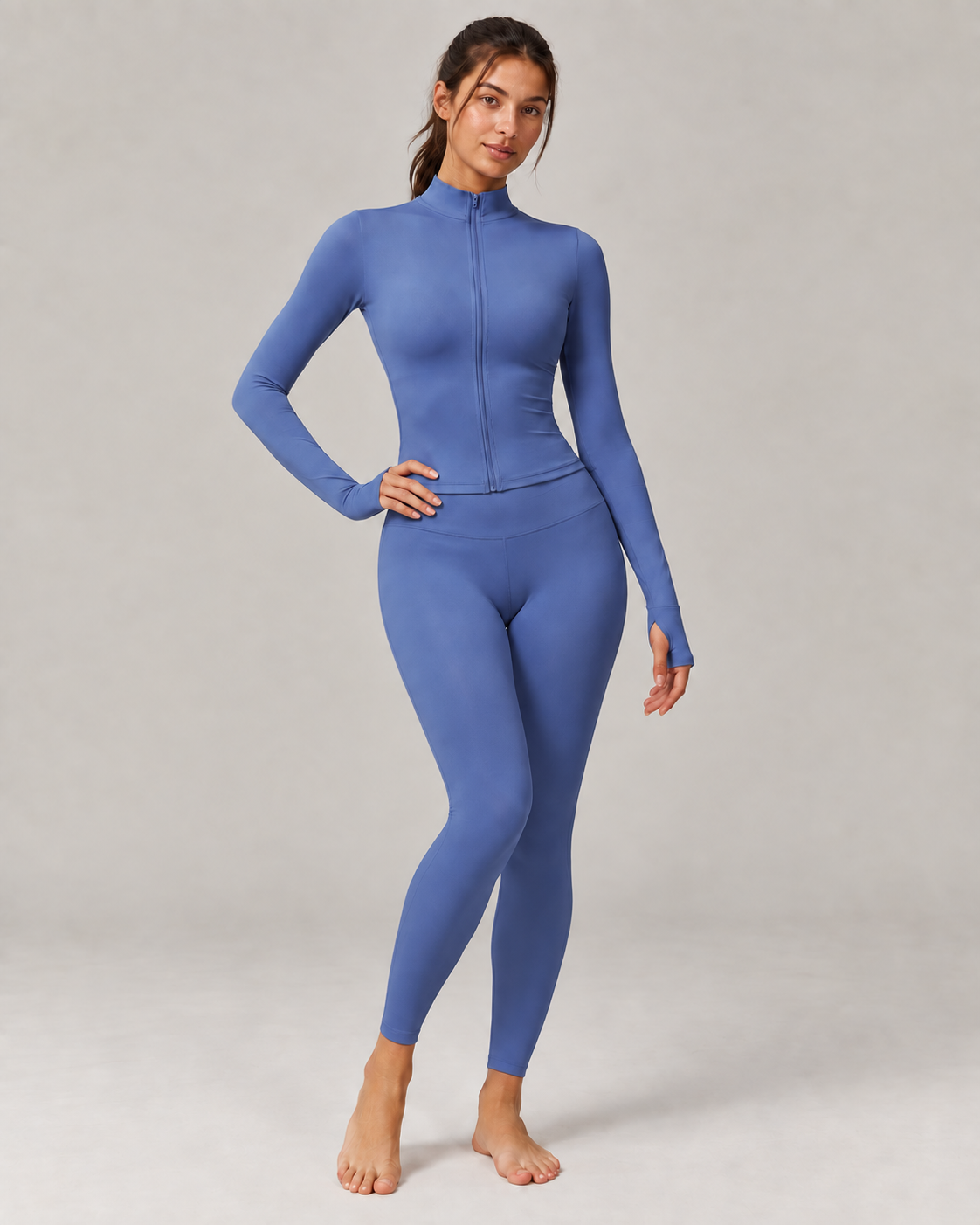 Sculpt Zip Long-Sleeve Top - women's full-zip long-sleeve training top in Blue | NIMORA