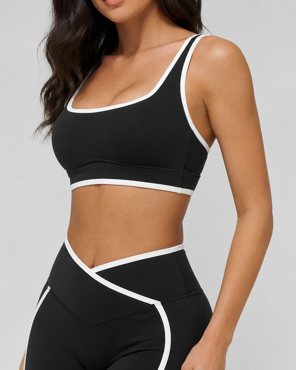 Contrast Square-Neck Sports Bra