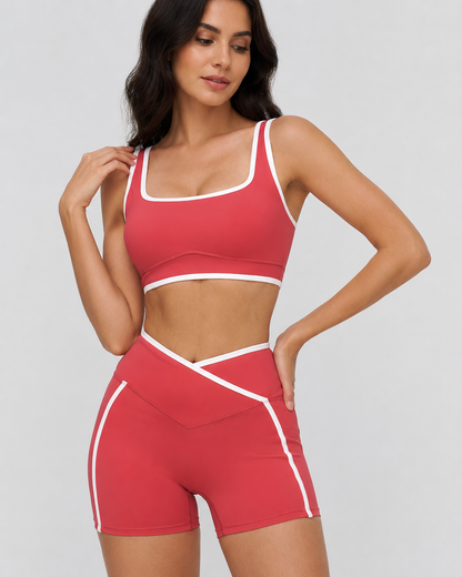 Contrast Square-Neck Sports Bra