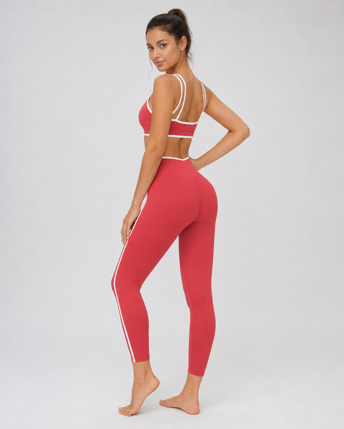 Contrast Cross-Waist Leggings