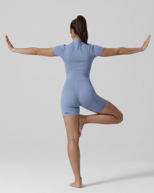 אוברול יוגה סגור קצר עם רוכסן