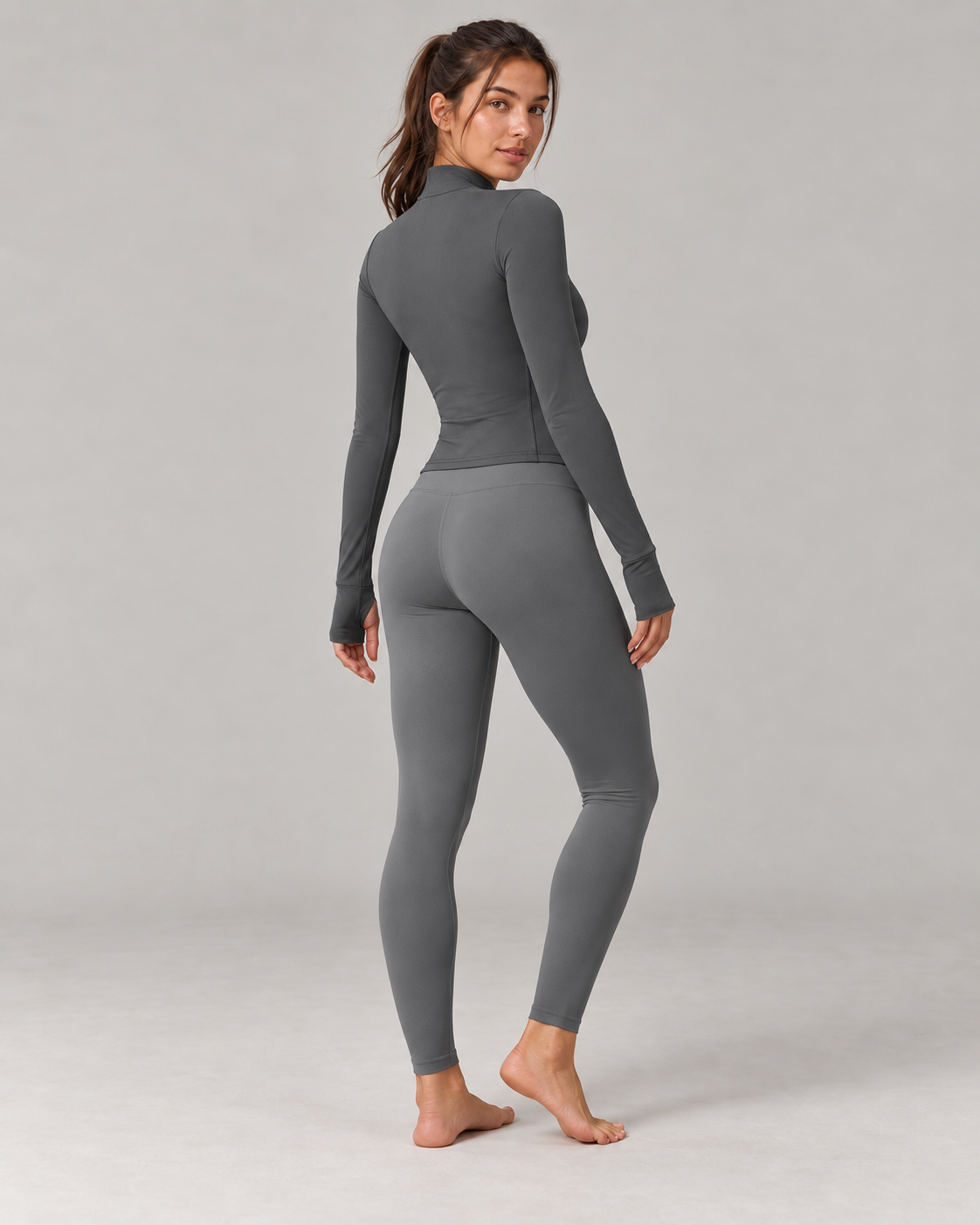 Sculpt Zip Long-Sleeve Top - women's full-zip long-sleeve training top in Dark Gray | NIMORA