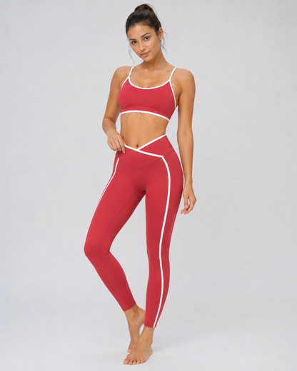 Contrast Cross-Waist Leggings