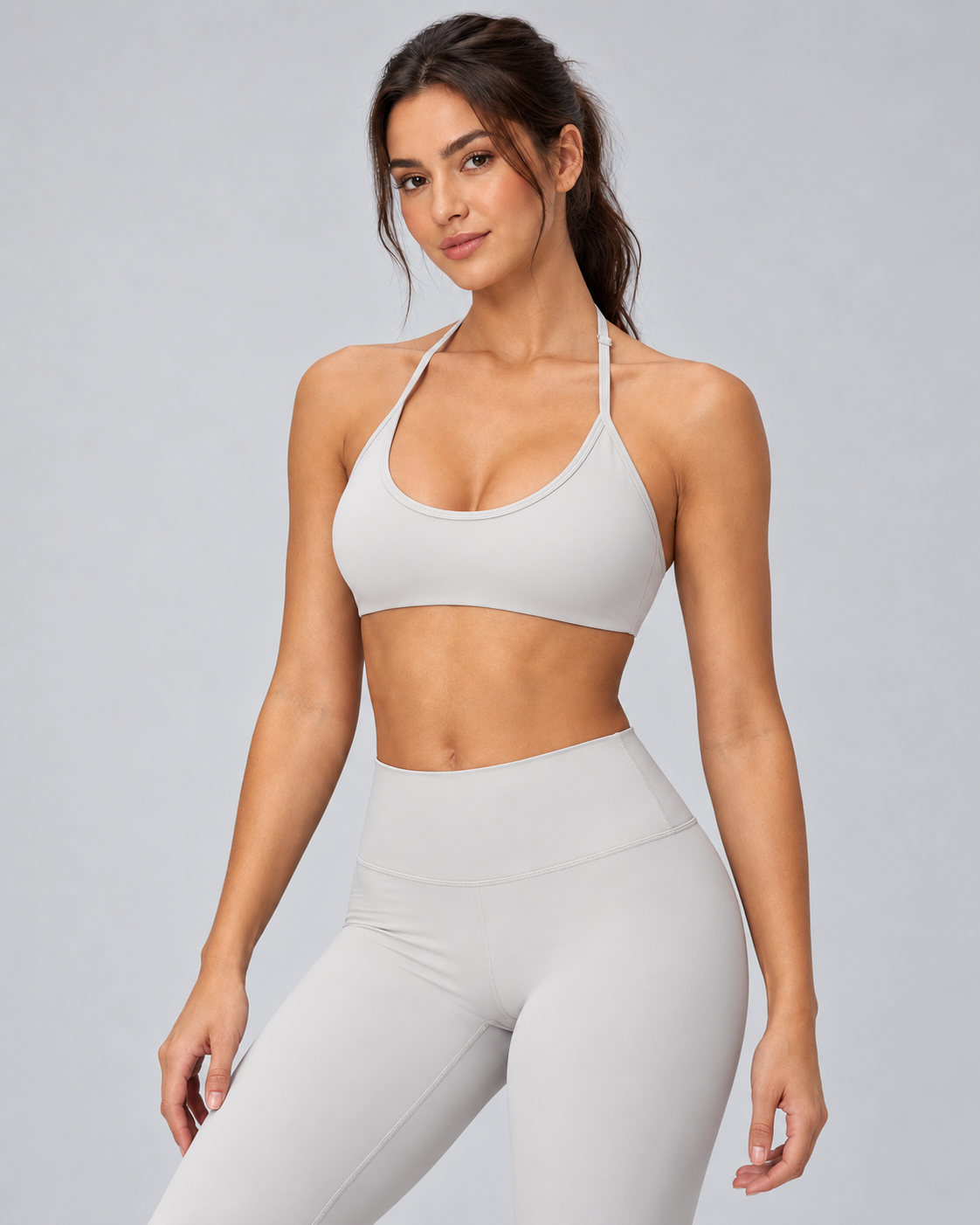 Brushed Halter Sports Bra - women's brushed halter sports bra, styled look 3 | NIMORA