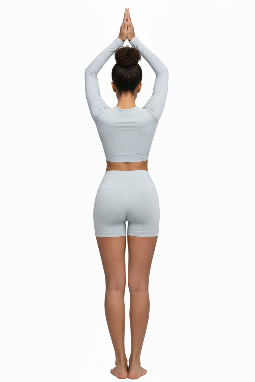 טופ ספורט ארוך חלון + טייץ קצר מחטב