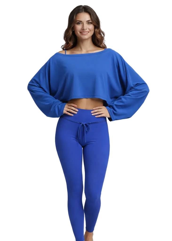 טופ יוגה שרוול ארוך עם כתף אחת