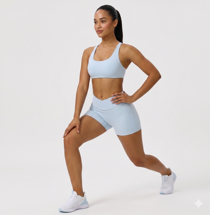 High-Waisted Training Shorts with Pockets — detail view | NIMORA activewear