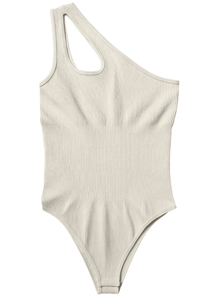 בגד גוף יוגה מחטב עם כתף אחת