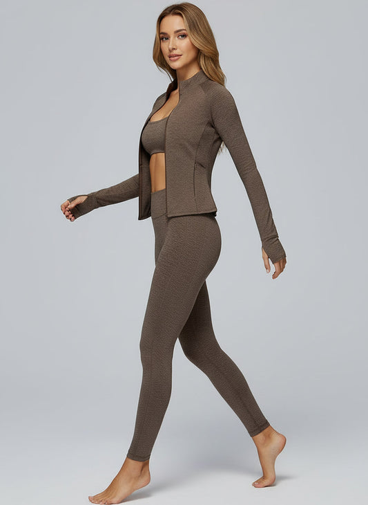 עליונית ספורט נשים עם רוכסן ושרוול ארוך