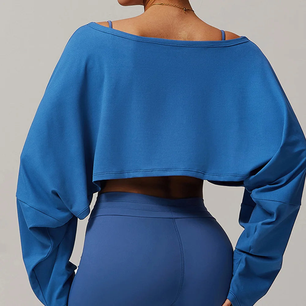 טופ יוגה שרוול ארוך עם כתף אחת