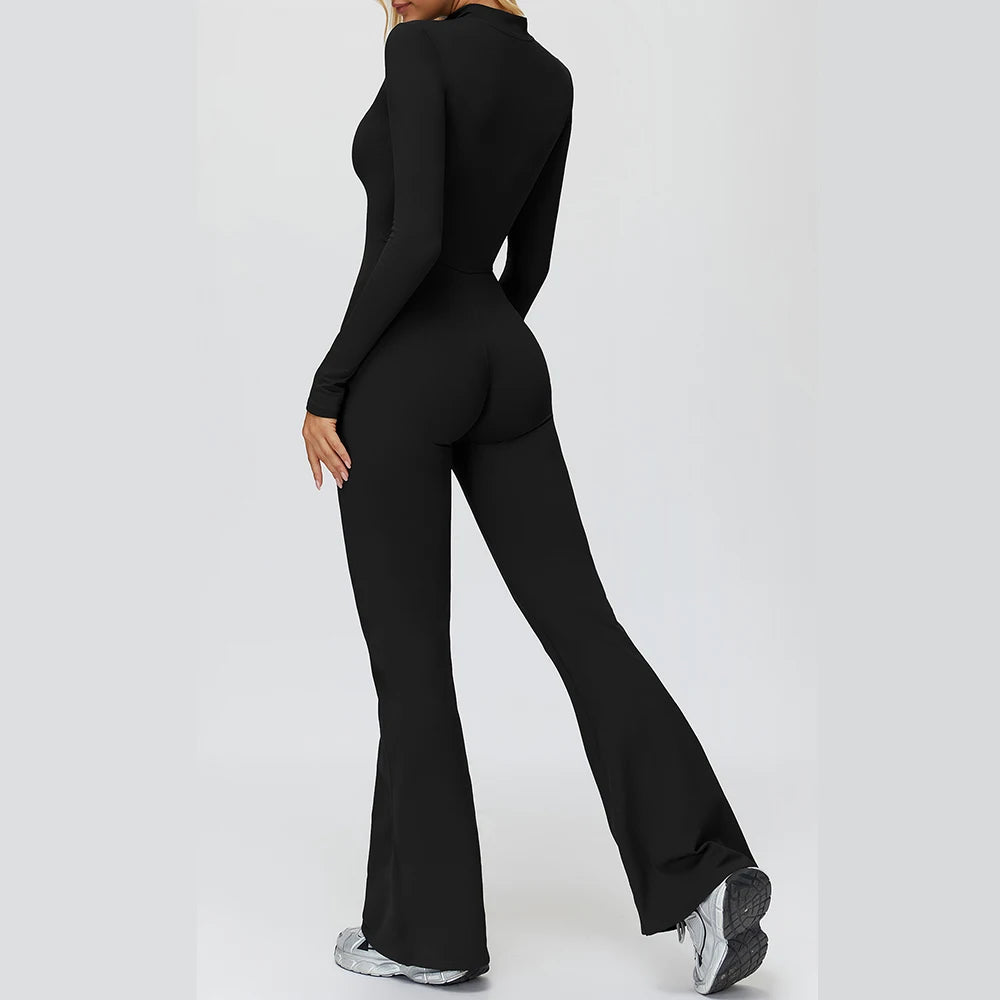 אוברול ספורט מחטב עם רוכסן ושרוול ארוך