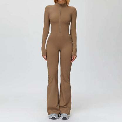 אוברול ספורט מחטב עם רוכסן ושרוול ארוך