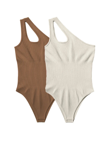 בגד גוף יוגה מחטב עם כתף אחת