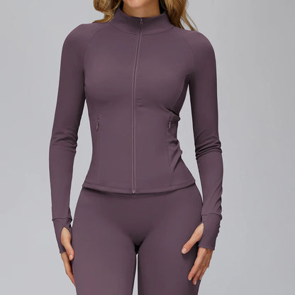 ז’קט ספורט נשים עם רוכסן ושרוול ארוך