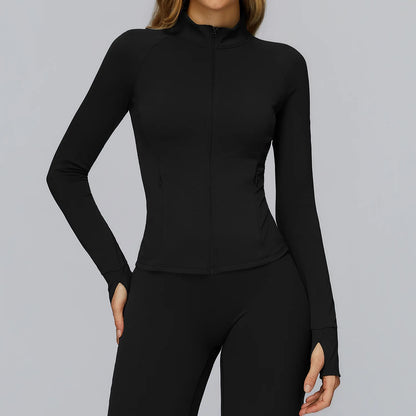 ז’קט ספורט נשים עם רוכסן ושרוול ארוך