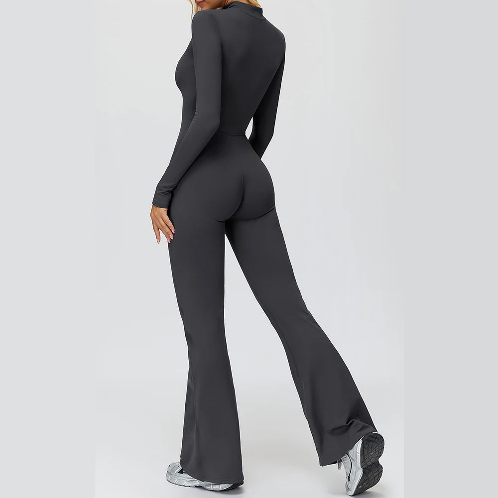 אוברול ספורט מחטב עם רוכסן ושרוול ארוך